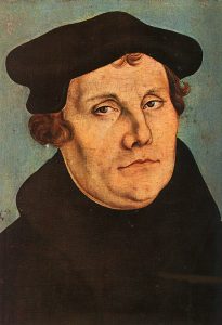 Portrett av Martin Luther (1529) av Lukas Cranach den eldre. Står i dag i Herzogliches Museum Gotha. Wikimedia, Public domaine
